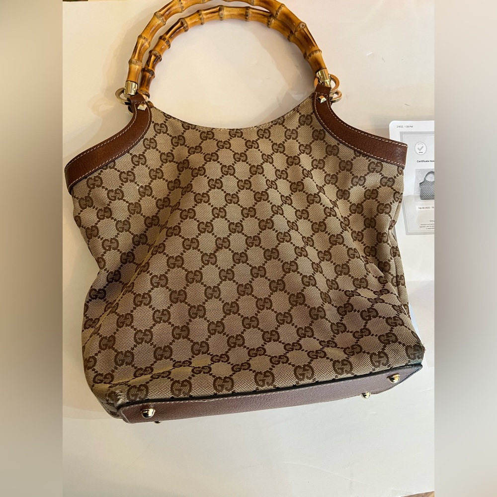 Gucci canvas bamboo bag